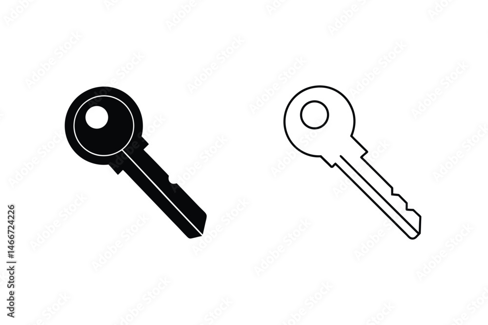 Poster vector illustration of two modern keys showing different styles security access and protection