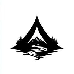 Mountain landscape adventure national park graphic design natural setting artistic view outdoor concept