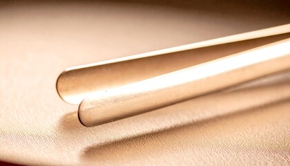 Close up Detailed Shot of Elegant Metallic Silver Tongs Resting on a Textured Surface