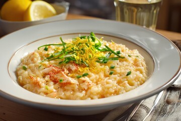 Crab risotto with lemon zest 