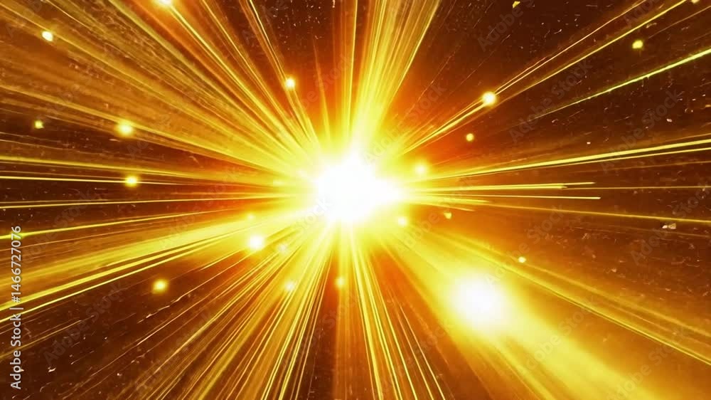 Aufkleber vibrant explosion of golden light dynamic rays and shimmering particles create energetic atmosphere 