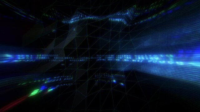 An undulating abstract polygon glitch background.