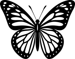 black butterfly vector illustration, Monarch butterfly silhouette