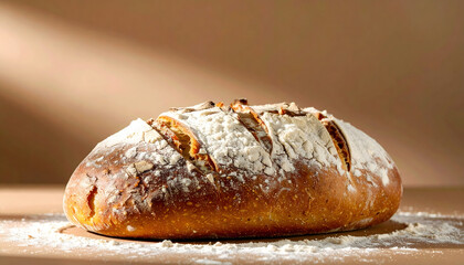 Crusty Artisan Bread Loaf Rustic Baked Golden Brown Flour Dust
