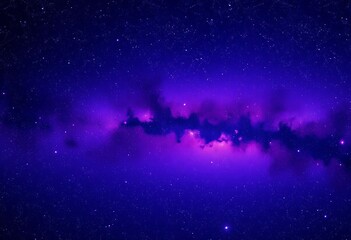 Horizontal purple space banner with abstract Milky Way pattern, cosmic digital art, purple, background