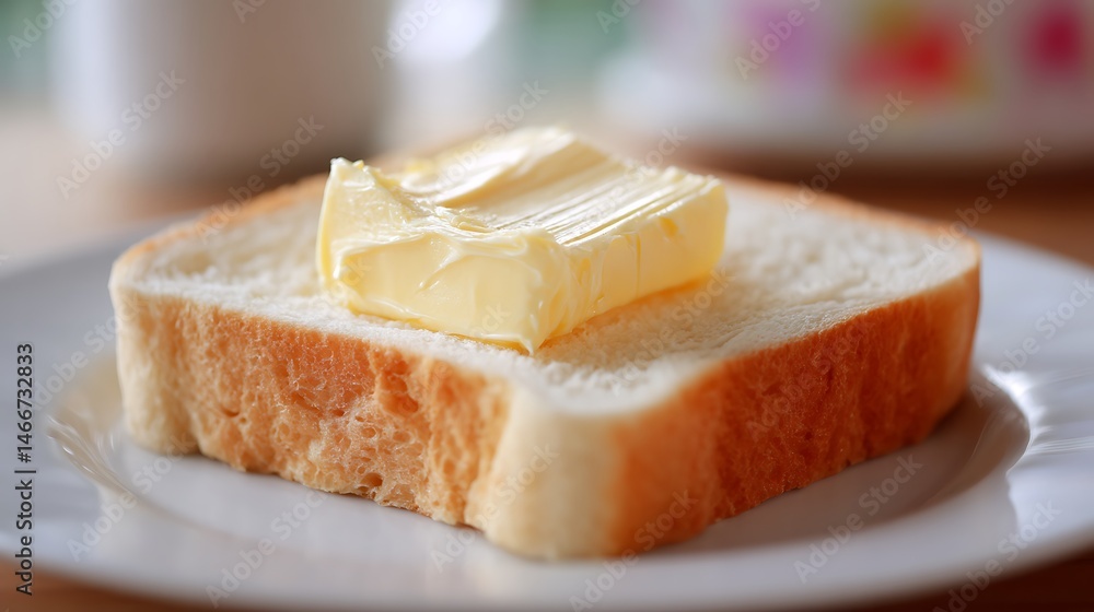 Poster A slice of bread with a thick layer of butter on top