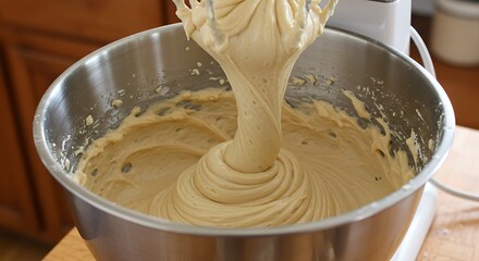 Cake Batter Being Mixed in Bowl with Mixer
