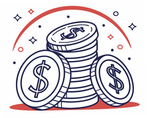 Stacked coins with dollar signs representing passive income  