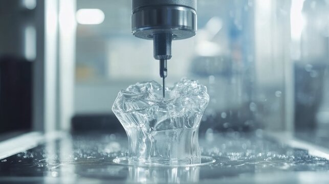 Close-up of injection molding ejector pins pushing newly formed plastic part out of mold cavity after cooling