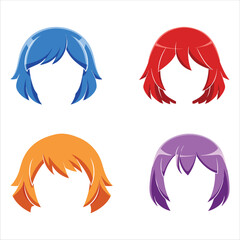  Anime Hair Styles vector varies in vibrant colors.