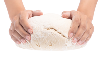 kneading flour isolated on transparent background