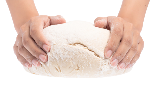 kneading flour isolated on transparent background