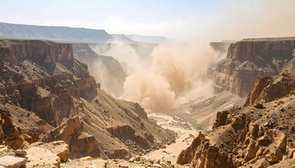 Dramatic Dust Storm in a Majestic Canyon Landscape Desert Vista Awe Inspiring Natural Phenomenon