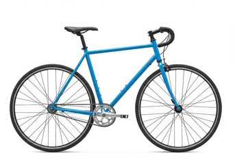 Fototapeta premium Isolated blue fixed gear bicycle on a white background studio shot
