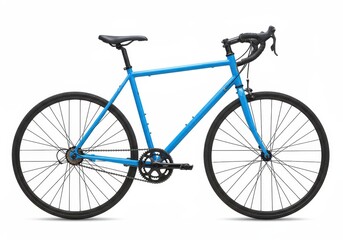 Obraz premium Isolated view of a blue road bike with black tires on a white background