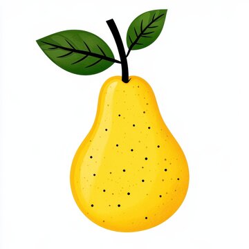 recommend clip art: Yellow Pear with Green Leaves Illustration
