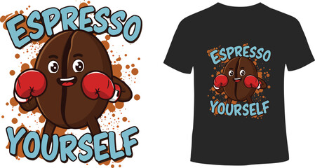 Boxing Coffee Bean Espresso Yourself Graffiti T-Shirt Design