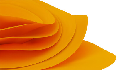 Yellow 3D fabric wave abstract paper background render. Wavy ribbon folds showcase smooth minimal textile layers. Macro wallpaper design evokes vibrant motion and texture.