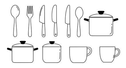 Culinary Essentials: A meticulously curated flat lay featuring essential kitchenware, including sleek utensils and cookware for culinary artistry.