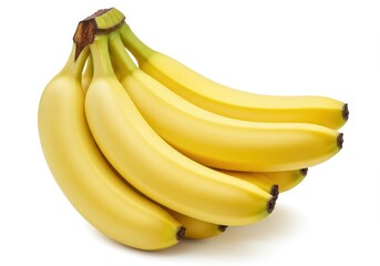 Bunch of ripe yellow bananas on a white background ready to eat