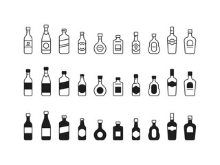お酒ボトルのアイコンセット