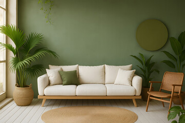 Serene Living Room with Plants and Natural Light