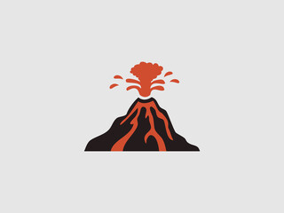 a stylized illustration of a volcano erupting