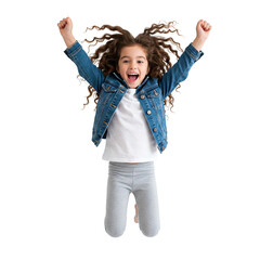 happy little girl jumping around happily