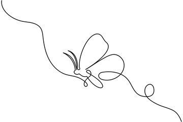 Butterfly continuous one line drawing minimalist unique vector illustration 
