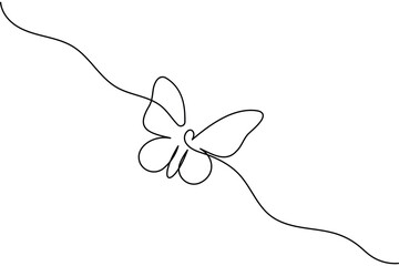 Butterfly continuous one line drawing minimalist unique vector illustration 
