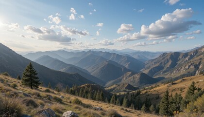 Fototapeta premium Majestic Mountain Panorama: A Breathtaking View of Endless Peaks