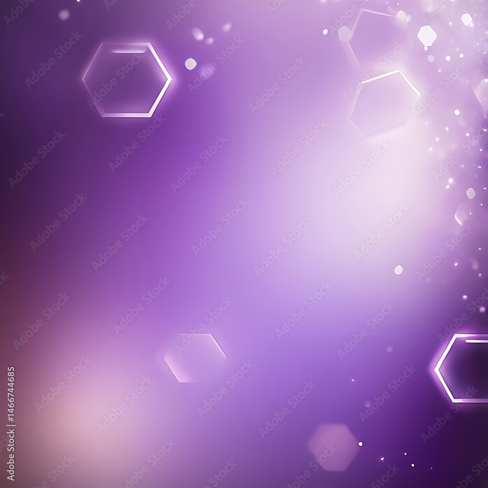 Aufkleber purple abstract background with glowing hexagonal bokeh, soft sparkle texture, dreamy light effects,