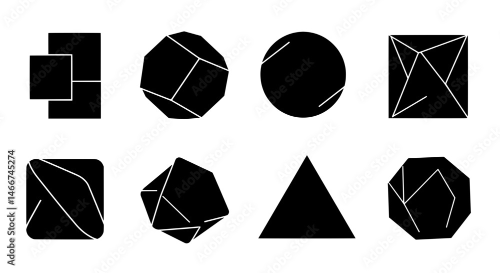 Poster geometric harmony: an artistic composition featuring diverse shapes, each embodying a unique form an