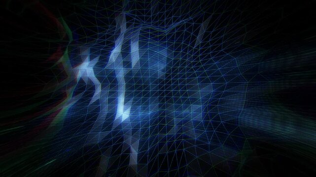 An undulating abstract polygon glitch background.