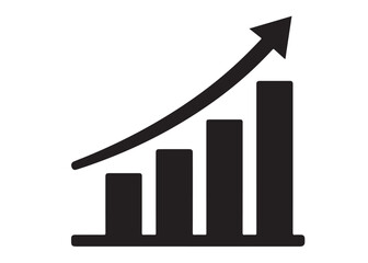 Growth bar chart logo silhouette vector, bar graph logo icon silhouette vector, business growth bar logo vector illustration, black silhouette growth bar logo silhouette vector on white background