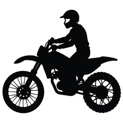 Fototapeta premium Dirt Bike Jumping Silhouette Vector Featuring Off-Road Rider Performing Extreme Stunt in Mid-Air