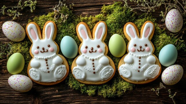 Easter bunny cookies with frosting