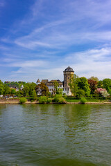 Historic Schloss Martinsburg (Martinsburg Castle) on the banks of the Rhine River in Lahnstein, Germany