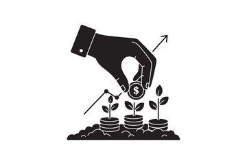 Investment Growth Concept with Money Plants - Savings And Growth Metaphor Icon
