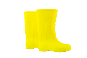 Yellow rubber boots isolated on transparent background