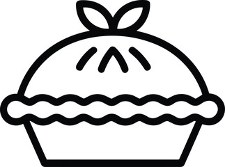 Whole Apple Pie Line Art Vector Illustration for Thanksgiving