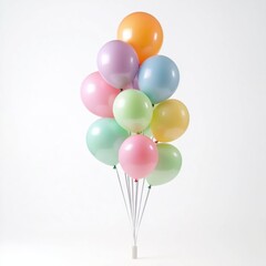 Colorful helium balloons floating gracefully in a whimsical arrangement for a festive celebration in a bright, cheerful setting