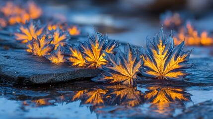 autumn leaves on the water
