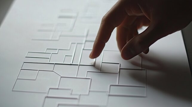 Interactive abstract tactile diagram with human touch, creative expression