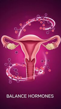Dynamic animation of female reproductive system highlighting hormone balance and molecular structure