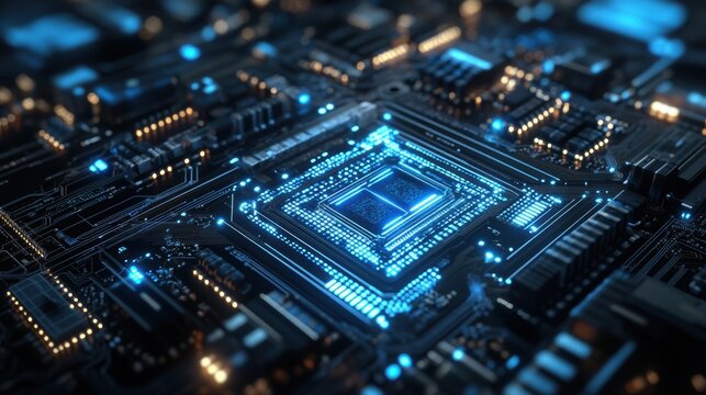 Quantum AI-Powered Processor Analyzing High-Speed Data