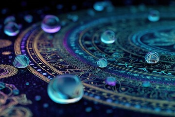 close up of water drops on a metal surface