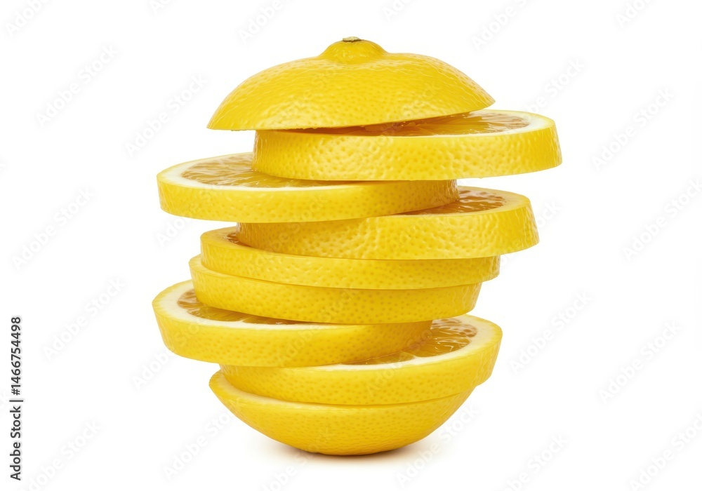 Poster a stack of lemon slices piled high on a white background creating a vibrant and refreshing citrus to