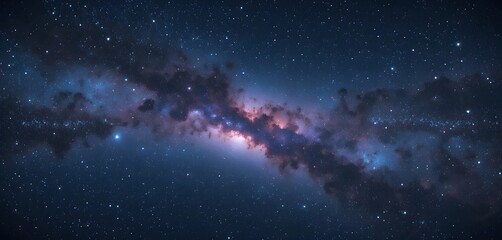 Wide Milky Way Galaxy Panorama with Colorful Nebula and Deep Space Sky