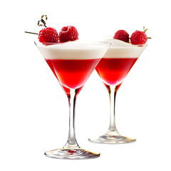 Raspberry Martini Cocktails on Transparent